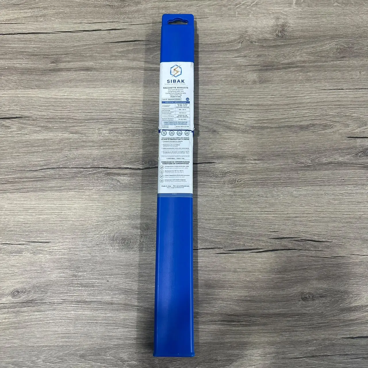 BOITE 1KG 100BAGUETTES ARGENT 40 Pourcent ENROBEE DE SOUDURE SIBAK MADE IN ITALY